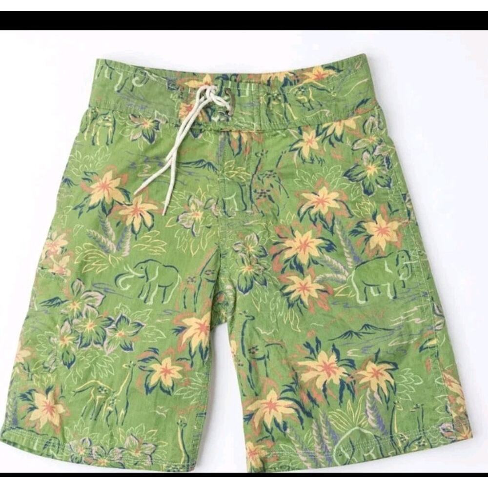 Vintage Polo Ralph Lauren Swim Trunks Green Pony Green Beach Sz 10/12 #O9